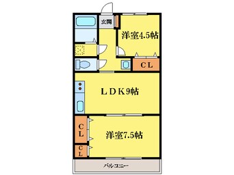 間取図 徳島線/徳島駅 徒歩30分 2階 築22年