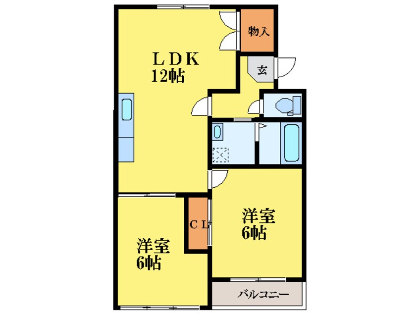 間取図 徳島線/府中駅 徒歩25分 2階 築34年