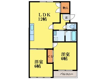 間取図 徳島線/府中駅 徒歩25分 2階 築34年