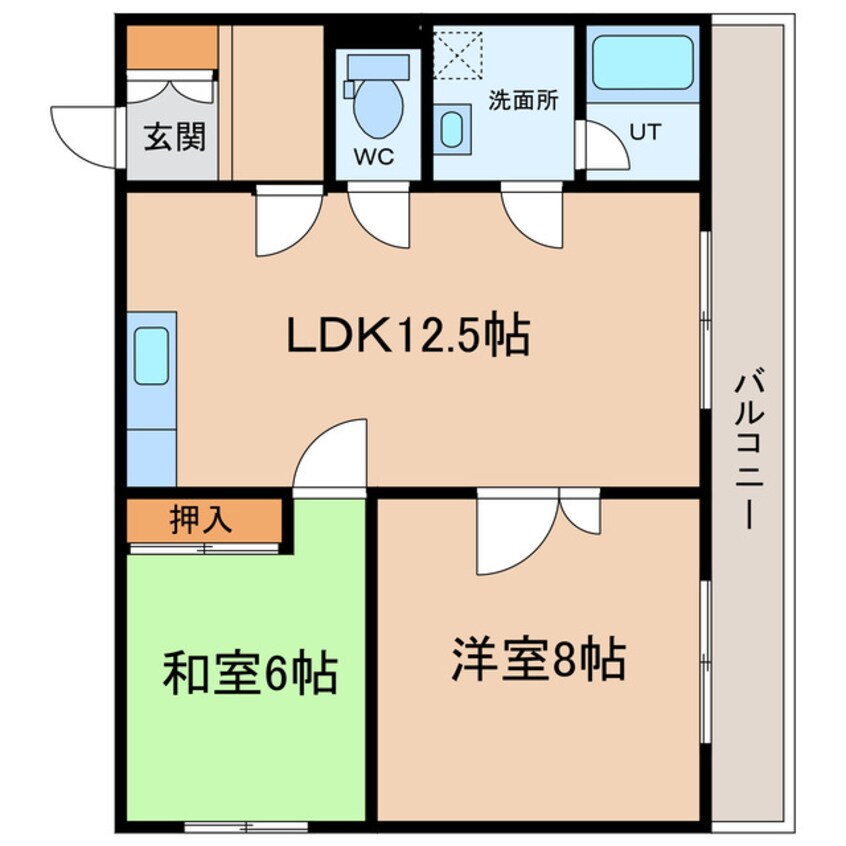 間取図 徳島線/徳島駅 徒歩25分 4階 築33年