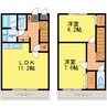 徳島市営バス/田宮三丁目 徒歩10分 1-2階 築21年 2LDKの間取り