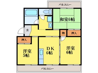 間取図 牟岐線/二軒屋駅 徒歩15分 2階 築41年