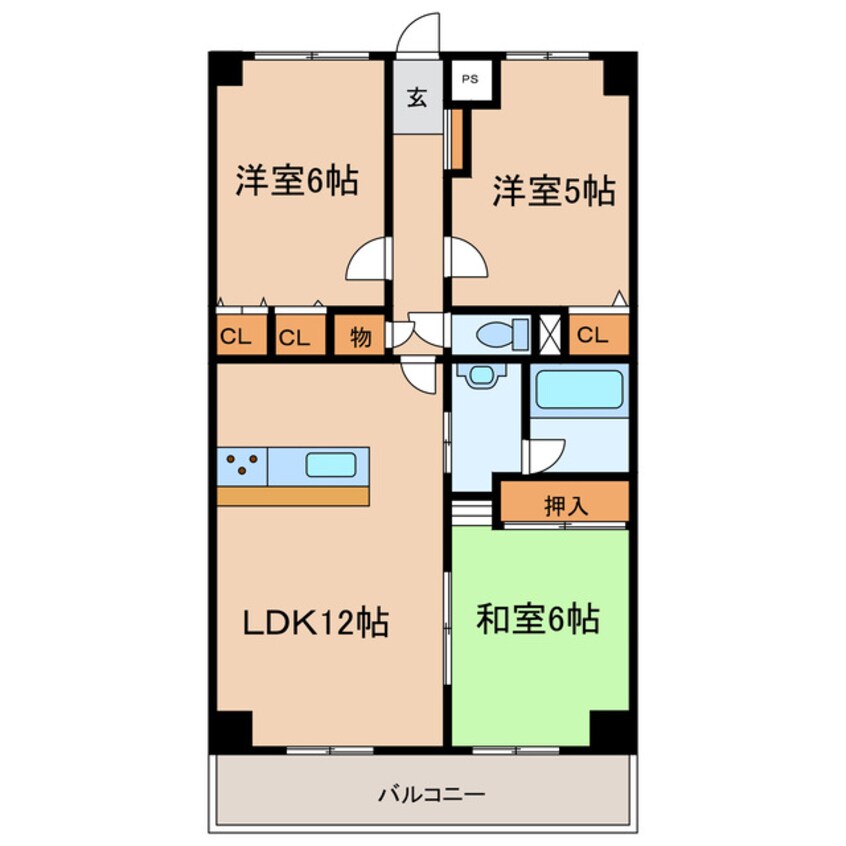 間取図 徳島線/佐古駅 徒歩10分 7階 築31年