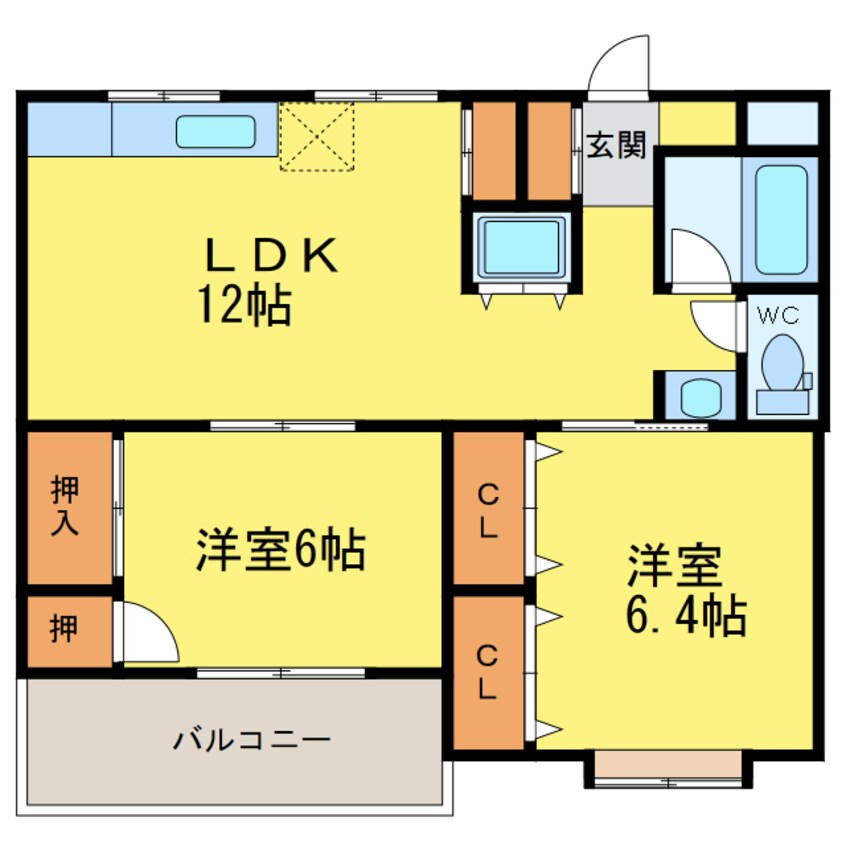 間取図 牟岐線/二軒屋駅 車移動　10分2km 1階 築23年