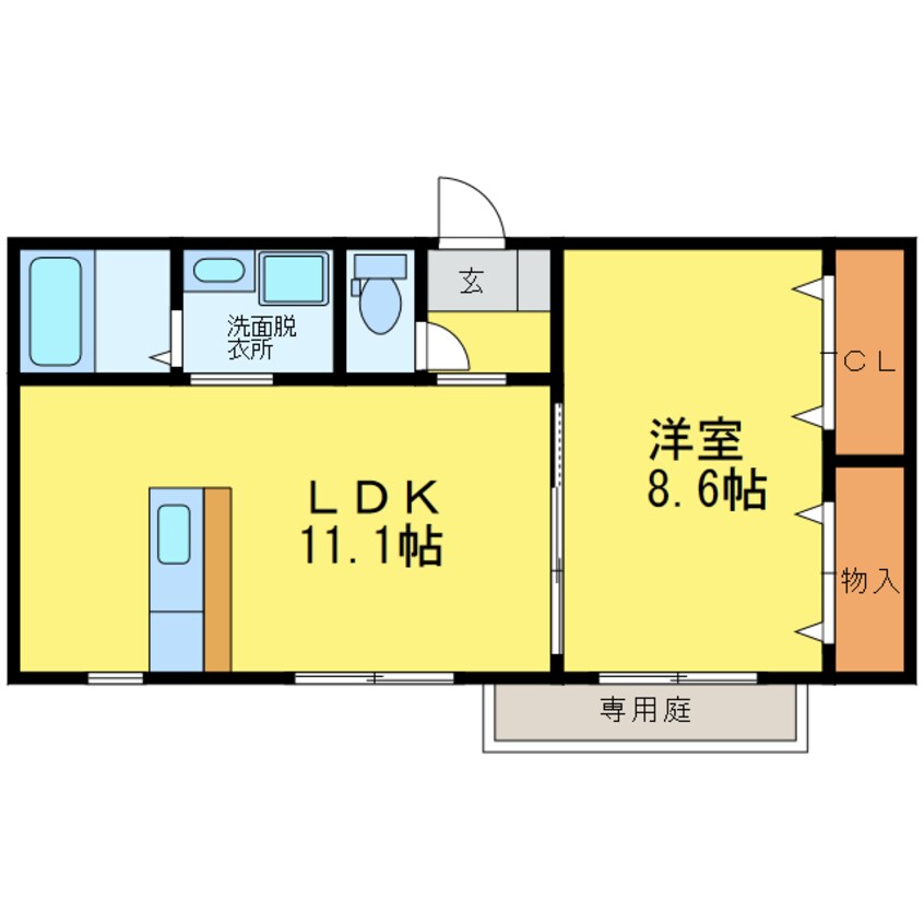 間取図 徳島市営バス/蛭子前 徒歩5分 1階 築16年