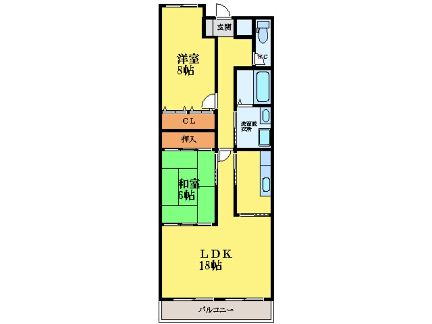 間取図 牟岐線/二軒屋駅 徒歩8分 3階 築35年