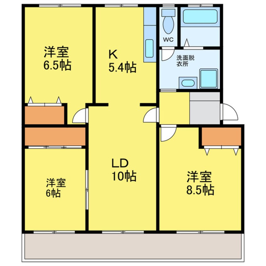 間取図 徳島市営バス/安宅二丁目 徒歩8分 3階 築33年