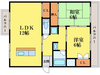 間取図 徳島市営バス/吉野本町六丁目 徒歩3分 3階 築26年