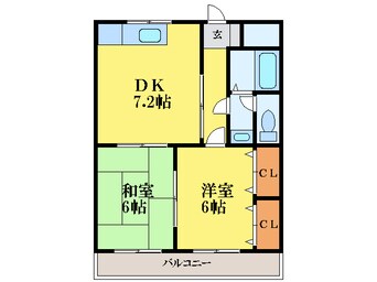 間取図 徳島市営バス/下福万 徒歩5分 2階 築26年