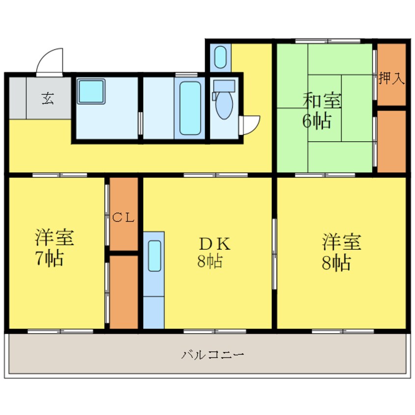 間取図 牟岐線/阿波富田駅 徒歩10分 6階 築40年