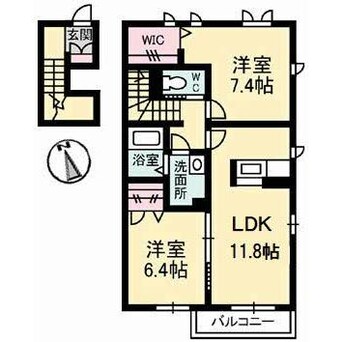 間取図 徳島市営バス/中央市場口 徒歩3分 2階 築6年