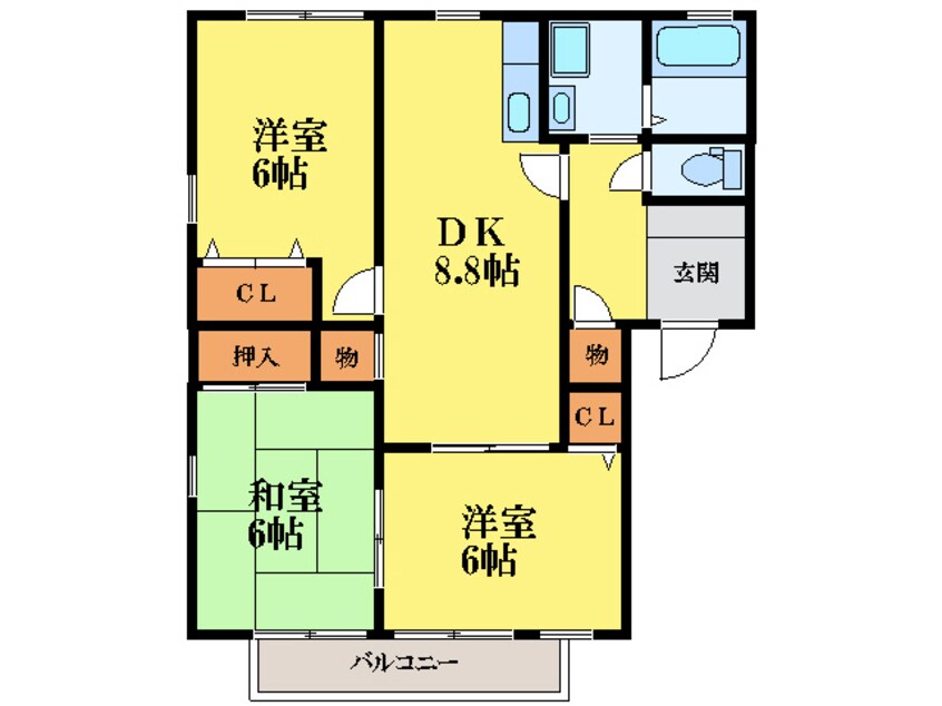 間取図 徳島市営バス/東田宮 徒歩6分 1階 築24年