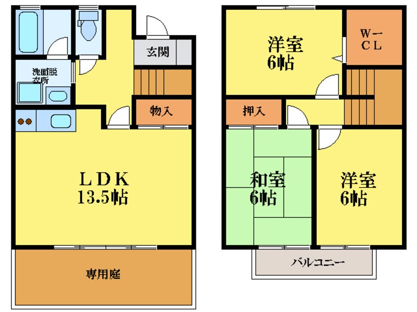 間取図 徳島市営バス/中吉野町 徒歩5分 1-2階 築34年