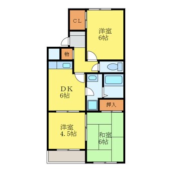 間取図 徳島線/鮎喰駅 徒歩5分 2階 築29年