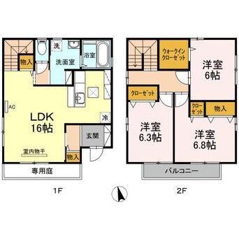 間取図 高徳線/徳島駅 徒歩20分 1-2階 築16年