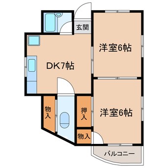 間取図 高徳線/徳島駅 徒歩20分 3階 築35年