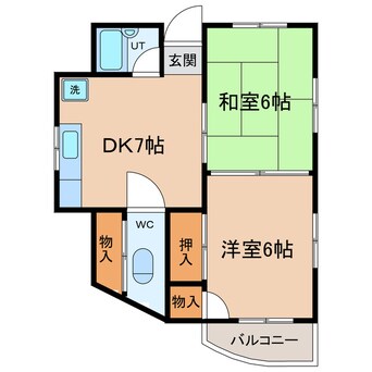 間取図 高徳線/徳島駅 徒歩20分 2階 築35年