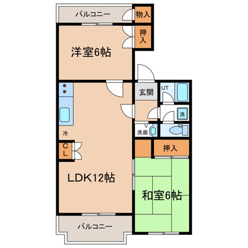 間取図 高徳線/佐古駅 徒歩21分 2階 築35年