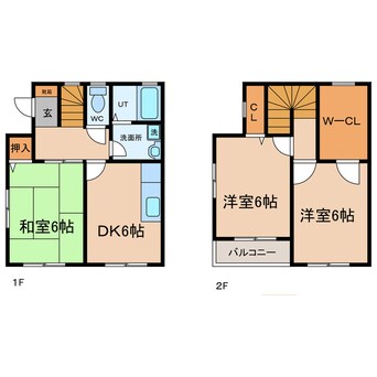 間取図 高徳線/吉成駅 徒歩57分 1-2階 築22年