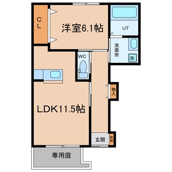 間取図 牟岐線/阿波富田駅 徒歩17分 1階 築12年