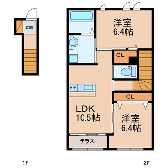 間取図 徳島市営バス/中央市場北口 徒歩5分 2階 築9年