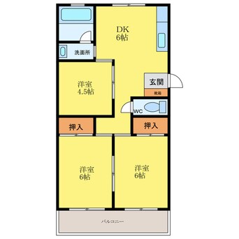 間取図 高徳線/徳島駅 徒歩50分 2階 築44年