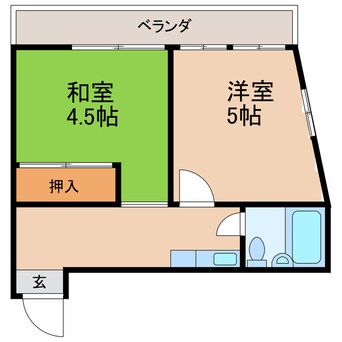 間取図 高徳線/吉成駅 徒歩51分 2階 築36年