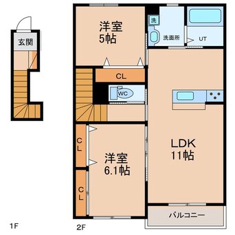 間取図 徳島線/佐古駅 徒歩8分 2階 築10年