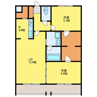 間取図 徳島線/徳島駅 徒歩25分 2階 築2年