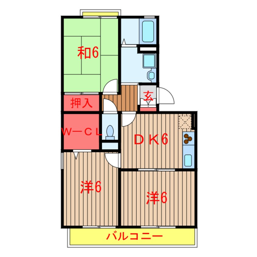 間取図 新京成電鉄新京成線/高根木戸駅 徒歩5分 2階 築24年