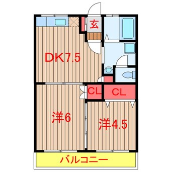 間取図 新京成電鉄新京成線/高根木戸駅 徒歩3分 4階 築34年