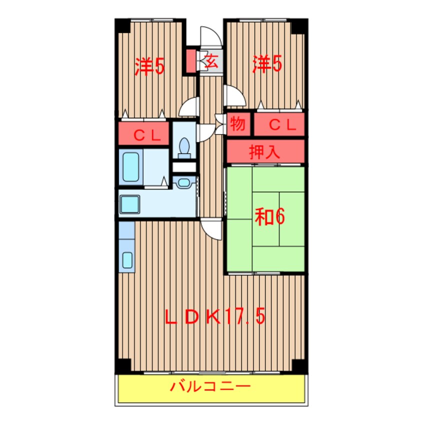 間取図 東葉高速鉄道/船橋日大前駅 徒歩15分 3階 築27年