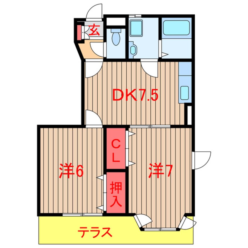 間取図 新京成電鉄新京成線/三咲駅 徒歩9分 1階 築19年