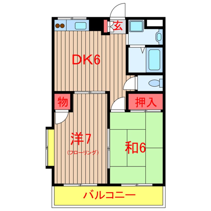 間取図 新京成電鉄新京成線/三咲駅 徒歩7分 2階 築24年