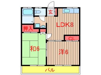 間取図 新京成電鉄新京成線/滝不動駅 徒歩1分 2階 築31年