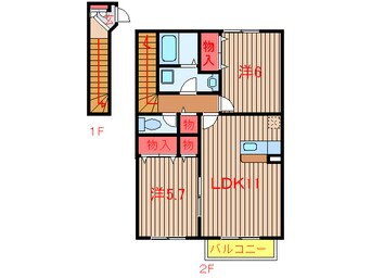 間取図 新京成電鉄新京成線/滝不動駅 徒歩16分 2階 築20年