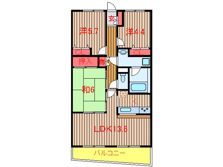 間取図 東葉高速鉄道/八千代緑が丘駅 徒歩7分 3階 築26年