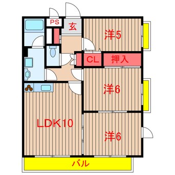 間取図 東葉高速鉄道/飯山満駅 徒歩13分 3階 築26年