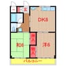 京成松戸線/薬園台駅 徒歩15分 3階 築37年 2DKの間取り