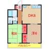 京成松戸線/薬園台駅 徒歩15分 2階 築36年 2DKの間取り