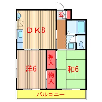 間取図 新京成電鉄新京成線/薬園台駅 徒歩15分 3階 築35年