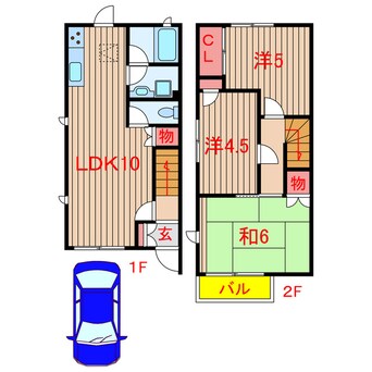 間取図 新京成電鉄新京成線/三咲駅 徒歩17分 1-2階 築29年