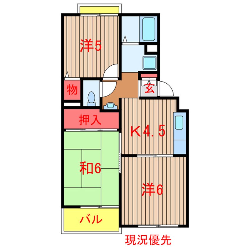 間取図 新京成電鉄新京成線/高根木戸駅 徒歩8分 1階 築36年