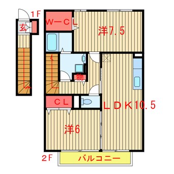 間取図 新京成電鉄新京成線/滝不動駅 徒歩19分 2階 築14年