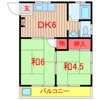 間取図 新京成電鉄新京成線/高根公団駅 徒歩5分 2階 築38年