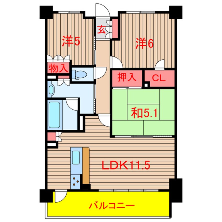 間取図 東葉高速鉄道/北習志野駅 徒歩2分 5階 築16年