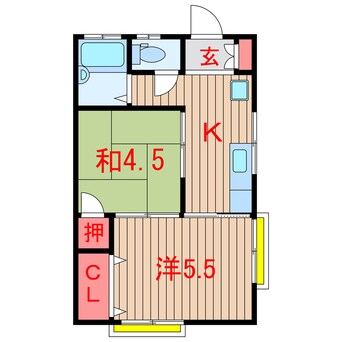 間取図 東葉高速鉄道/北習志野駅 徒歩10分 2階 築44年