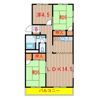 間取図 京成松戸線/習志野駅 徒歩8分 5階 築53年