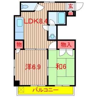 間取図 東葉高速鉄道/北習志野駅 徒歩9分 2階 築35年