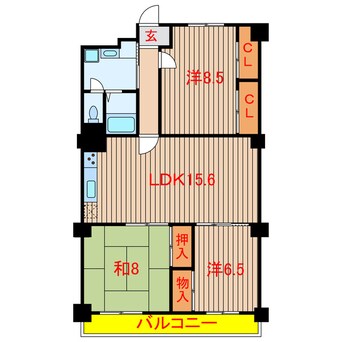 間取図 新京成電鉄新京成線/習志野駅 徒歩7分 4階 築49年